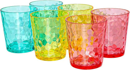 BPA-Free Plastic Tumblers 6 Pack | Reusable Dishwasher Safe | Stackable by AKMQYM