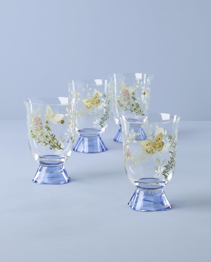 Lenox Butterfly Meadow Herbs Short Glass Tumblers, hand wash only | 5.5 inch - Image 2