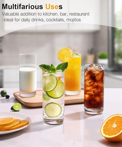 13oz Drinking Glasses Set of 6, Lead-Free Crystal Tall Highball Glassware | - Image 6