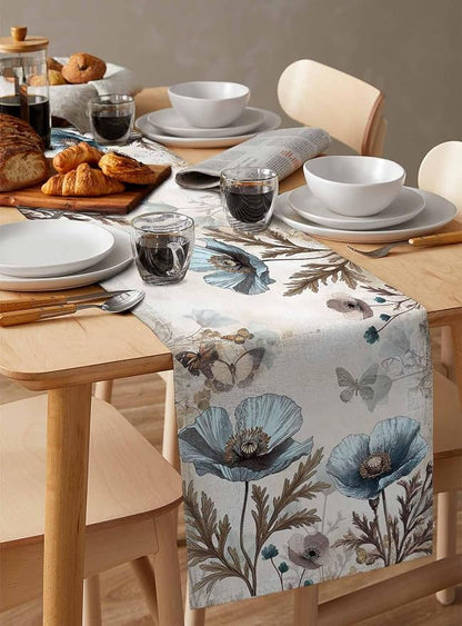 Vintage Tulip Flowers Table Runners 60 Inches Long, Cotton Linen Fabric Table - Image 3