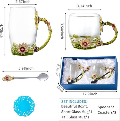 Glass Fancy Tea Cup Set Birthday Christmas Valentine's Day Gift Idea - Image 4