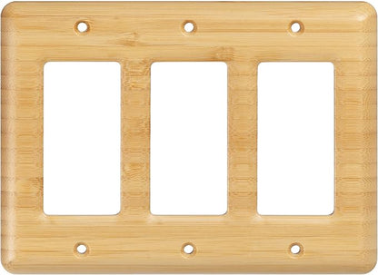 Wooden Light Switch Cover Plate Triple Toggle Solid Bamboo Decorative Switch Plate Cover