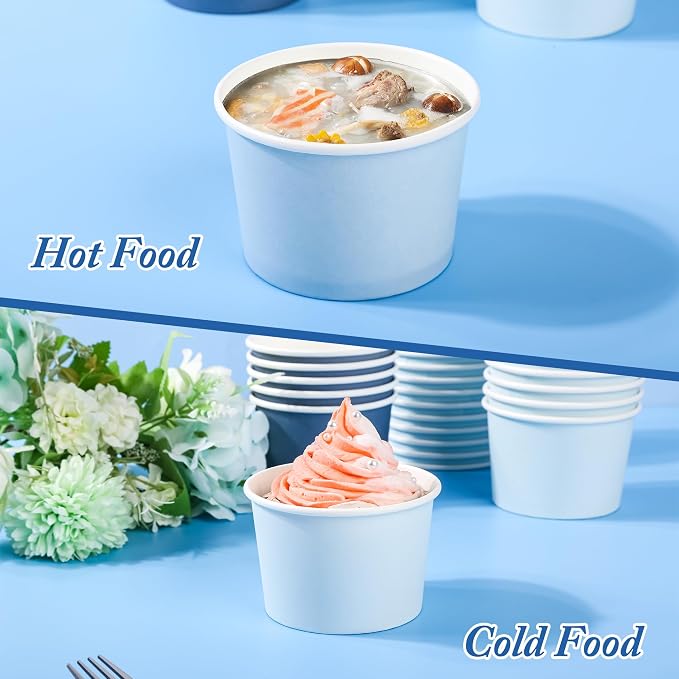 AimFun 60Pc Dusty Blue Treat Snack Cups Paper Ice Cream Cups 8oz | 4 Colors - Image 6