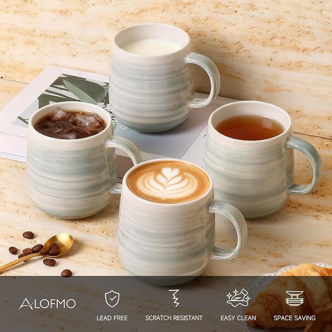 Coffee Mugs Set of 4, 12oz Stoneware Coffee Cups - Image 2
