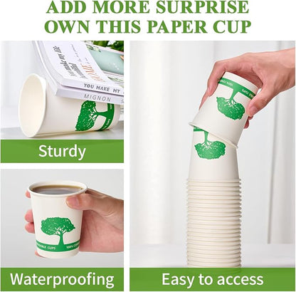 Vplus 400 Pack Compostable Paper Cups, 8 oz Paper Coffee Cups | Biodegradable - Image 6