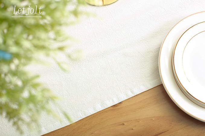 Letjolt White Table Runner 72 Inches Long | Rustic - Image 4