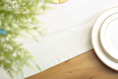 Letjolt White Table Runner 72 Inches Long | Rustic - Image 4