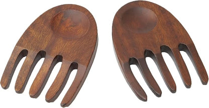 Woodard & Charles Wood Salad Hands Servers, Cherry Stain | Wood Serving Bowl by WoodardandCharles