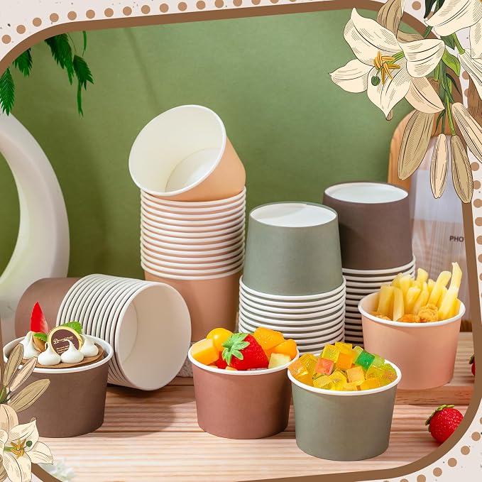 Jingmore Paper Ice Cream Cups 9oz Colored Disposable Dessert Bowls - Image 4