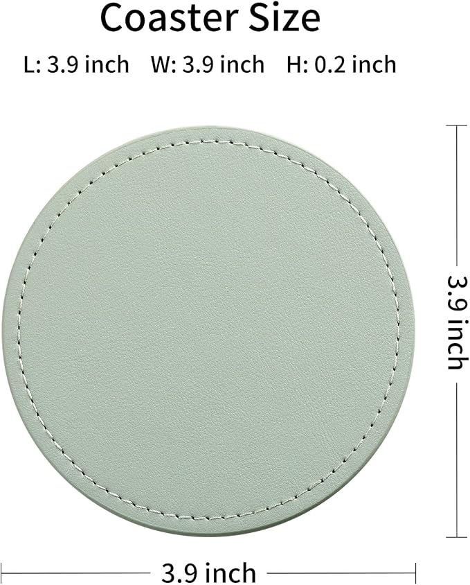 CASEGRACE Drink Coasters with Metal Holder Stand Set of 6, PU Leather Absorbent - Image 2