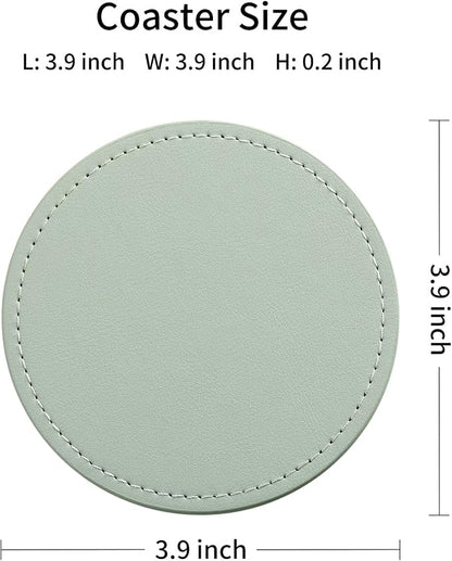 CASEGRACE Drink Coasters with Metal Holder Stand Set of 6, PU Leather Absorbent - Image 2
