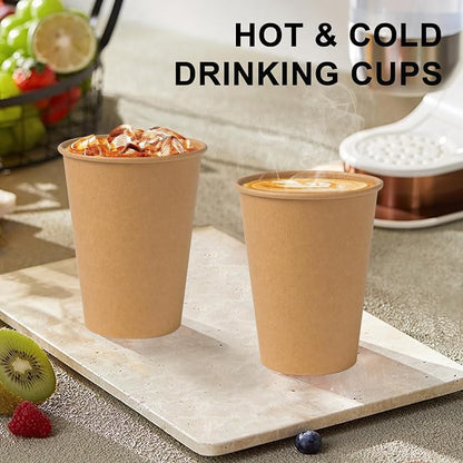 SIUQ 300 Pack 12 oz Kraft Paper Cups, Unbleached Disposable Coffee Cups | - Image 5