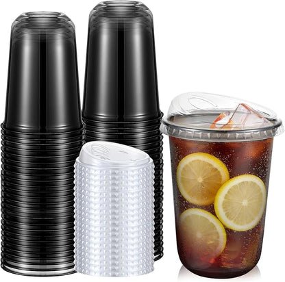 Ziliny 50 Sets Clear Plastic Coffee Cups by Ziliny