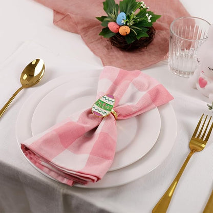 Easter Eggs Napkin Rings Set of 6, Alloy Napkin Holder Ring - Image 2