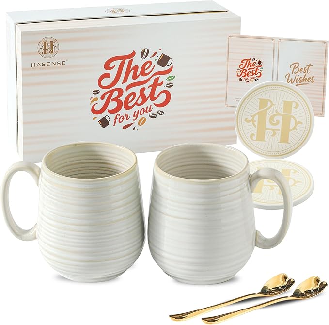 HASENSE Coffee Mugs Set of 2, 20 oz Ceramic Coffee Cups by Hasense