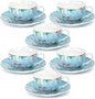 BTaT- Floral Tea Cups and Saucers, 7 oz, Fine Porcelain Teacup Set by BrewToATea