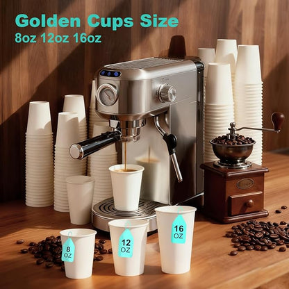 8 oz 400 Pack Disposable Coffee Cups, Bulk White Disposable Paper Cups - Image 8
