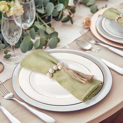 APTWOW Napkin Rings Set of 50, Wooden Napkin Rings, Wood Bead Napkins Rings - Image 5