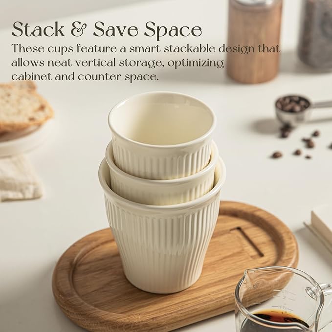 KEMORELA Espresso Cups Set of 3 – 5.5oz/7oz/10oz Ceramic Espresso Cups - Image 4