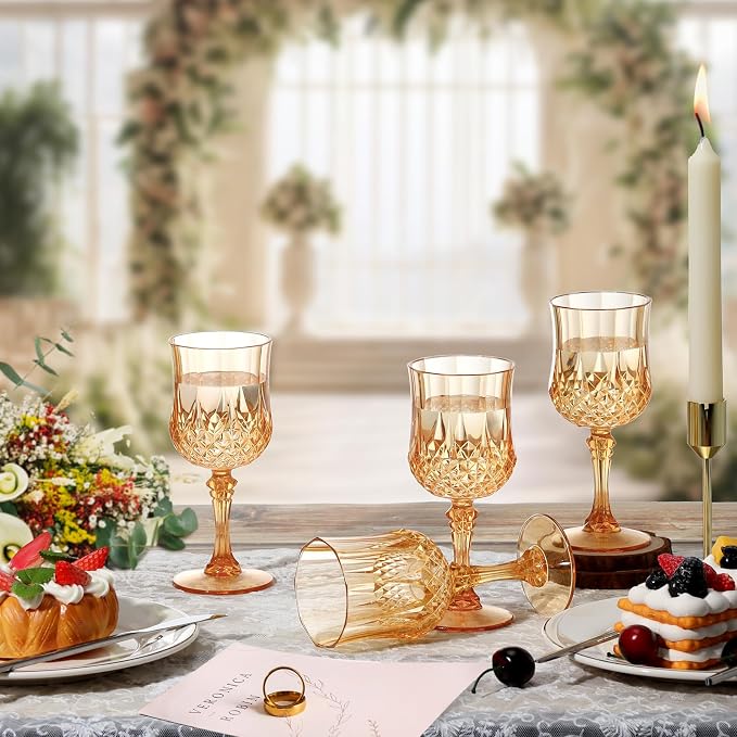 XUWAIDSGN 24 Pcs 7oz Plastic Vintage Wine Glasses Drinking Glasses Unbreakable - Image 6