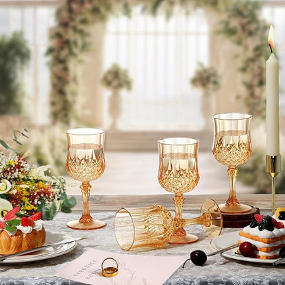 XUWAIDSGN 24 Pcs 7oz Plastic Vintage Wine Glasses Drinking Glasses Unbreakable - Image 6