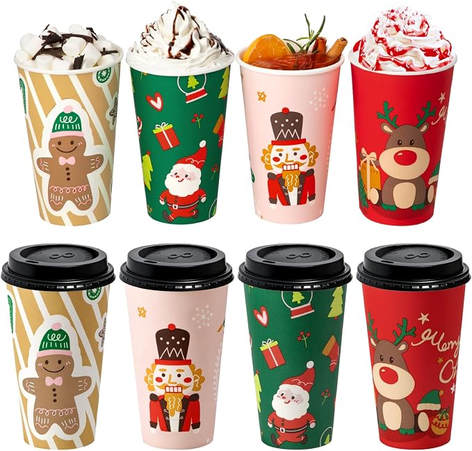 Fit Meal Prep 50 Pack 16 oz Christmas Disposable Coffee Cups by FMPBRANDS