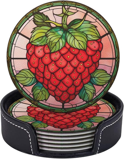 Strawberry Coasters for Drinks, Strawberry Decor Bar Drink Coasters for Coffee - Image 2