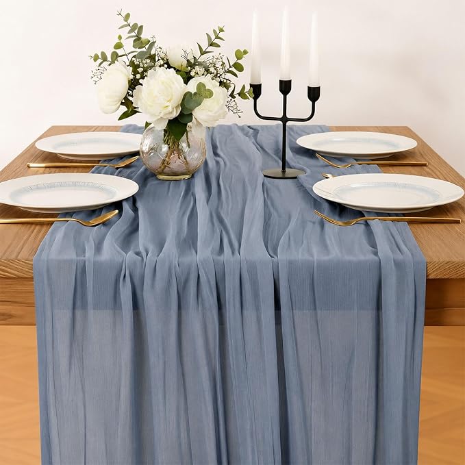 Cheesecloth Table Runner, 120 Inch 10 FT, Dusty Blue | 1 Pack, 35x120 Inches - Image 8