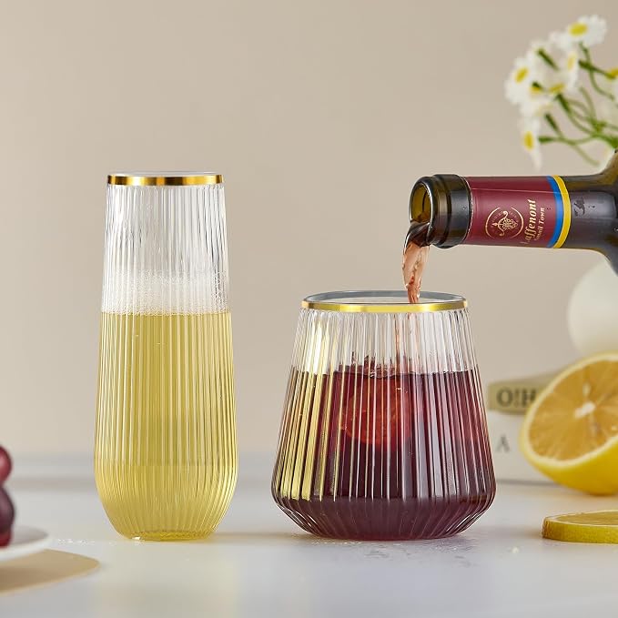 56 Pack Plastic Wine Glasses Champagne Flutes, Plastic Champagne Flutes - Image 9