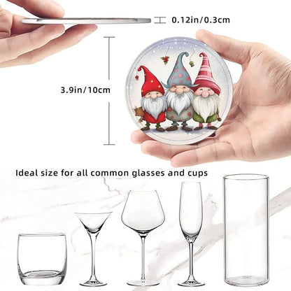Christmas Three Gnomes Leather Coasters Set of 6 - Image 3
