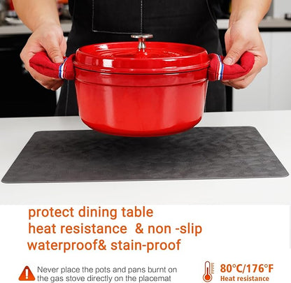 Vinyl Placemats Set of 8 Heat Resistant Easy Clean Non-Slip Place Mats for Dining Table Faux Leather Waterproof Stain Resistant Wipeable Washable PVC Table Mats(8, Gray)