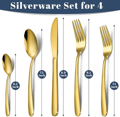 Hunnycook 20-Piece Gold Silverware Set - Image 2