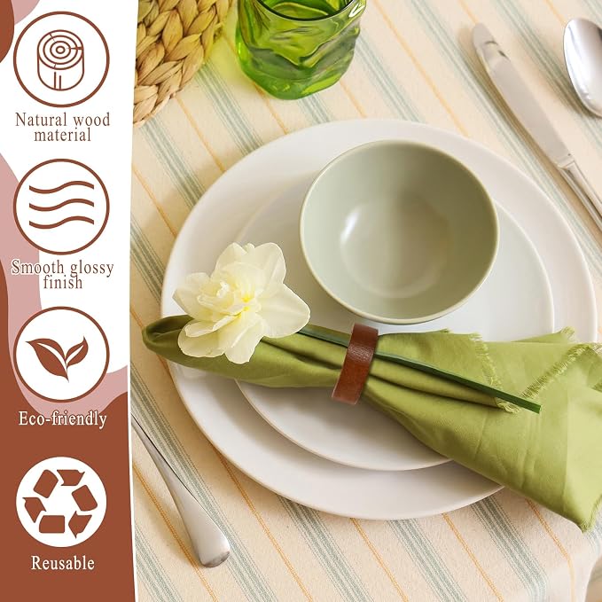 12 Pcs Wooden Napkin Rings Handmade Dining Napkin Holder Buckles Farmhouse - Image 3