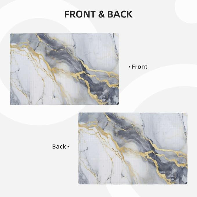 Fiokroo Golden Marble Texture Placemats Set of 4 Table Mats Table Tableware - Image 8