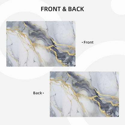 Fiokroo Golden Marble Texture Placemats Set of 4 Table Mats Table Tableware - Image 8