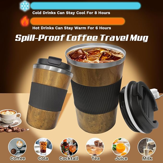 Vacuum Insulated Stainless Steel Travel Coffee Mug, Leak Proof Cup - Image 3