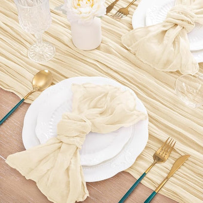 Beige Cheese Cloth Table Runner 10ft Sheer Rustic Gauze Table Decor | - Image 4