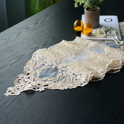 SUTAVIA Lace Table Runner 12"×84" Gold Embroidered Dresser Scarf | Classic - Image 3