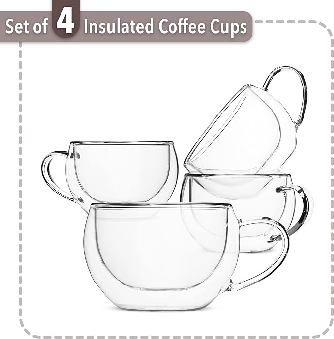 BTaT- Double Walled Glass Coffee Mugs, 9 oz, Glass Coffee Cups - Image 2