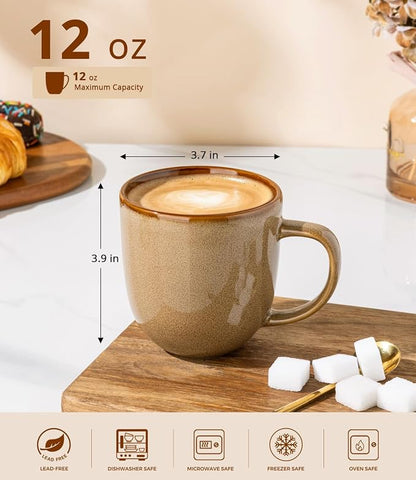 LERATIO Ceramic Coffee Mugs Set of 6, 12oz Handmade Coffee Mugs Set | Large - Image 2