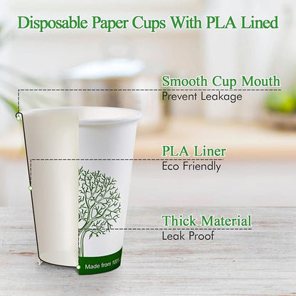 ECOLipak 240 Count 12 oz Compostable Paper Cup, Disposable Paper Coffee Cup | - Image 2