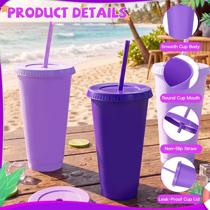 24 Pack Plastic Tumblers with Lids and Straws, Reusable Cups with Lids Plastic - Image 4