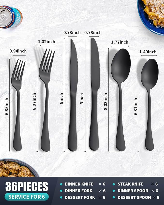 Matte Black Silverware Set - Image 2