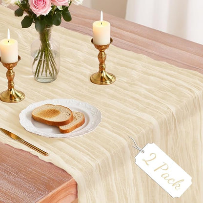 2 Pack Cheesecloth Table Runner, 120 Inch Beige Table Runner by Unknown