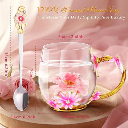 Women Glass Tea Coffee Pretty Cup Set Cute Mug Christmas Xmas Birthday Gift - Image 6