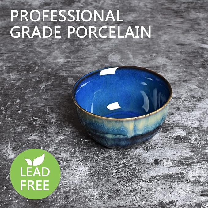 Stoneware Cereal Bowls Set of 4, 26 Oz, Dishwasher and Microwave Safe, Reactive - Image 3