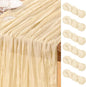 DeZerlor Beige Cheesecloth Table Runners 6 Pack Summer Boho Runners | 120Inches by DeZerlor