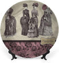 Decorative Plates, Victorian Print Ornament, Women Fashion Handbag, 8 Inch, 1 Plate with 1 Display Stand, Multicolor