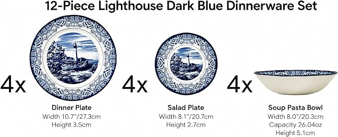Royal 12-Piece Porcelain Dinnerware Set - Image 4