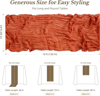 10 Pack Terracotta Cheesecloth Gauze Table Runners, 35x120 Inch | Extra Wide - Image 4